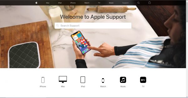 sitio web de soporte de Apple