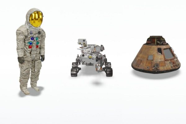 Modelos 3D del traje espacial de Neil Armstrong, el Perseverance Mars Rover y el módulo de comando Apollo 11 