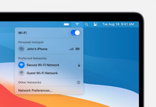 El Wi-Fi debe estar activado para que funcione AirDrop en el Mac