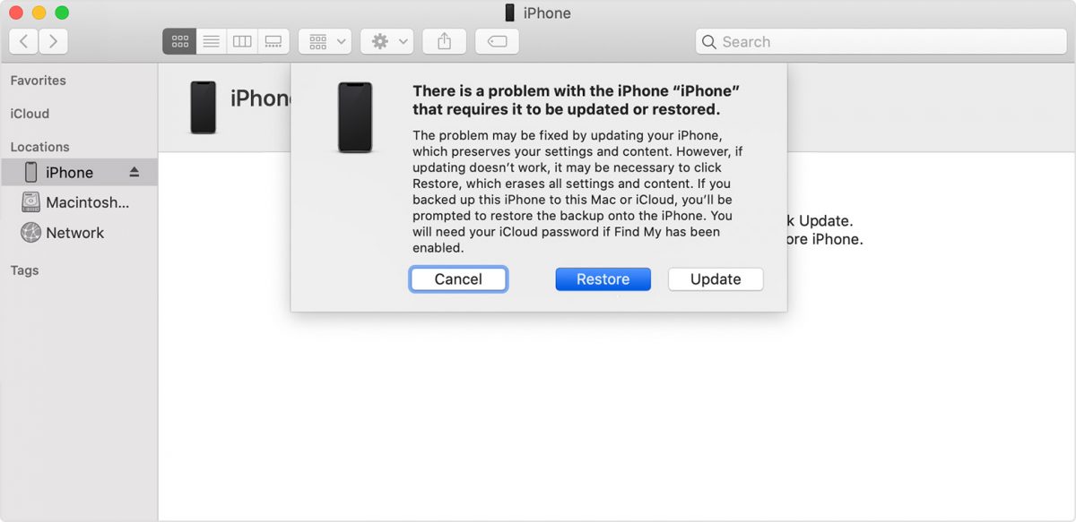 Cómo reparar un iPhone deshabilitado: Conectarse al error de iTunes