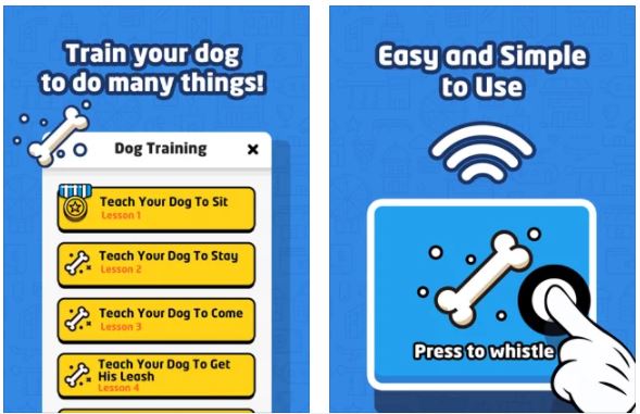 Esta es otra aplicación de silbato para perros para enseñar trucos básicos