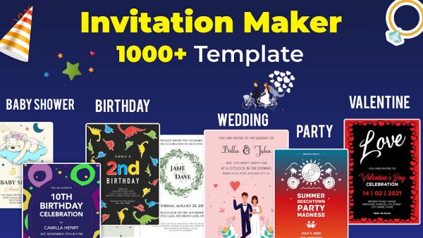 Creador de invitaciones: diseño de tarjetas de cumpleaños y bodas también admite pancartas y folletos