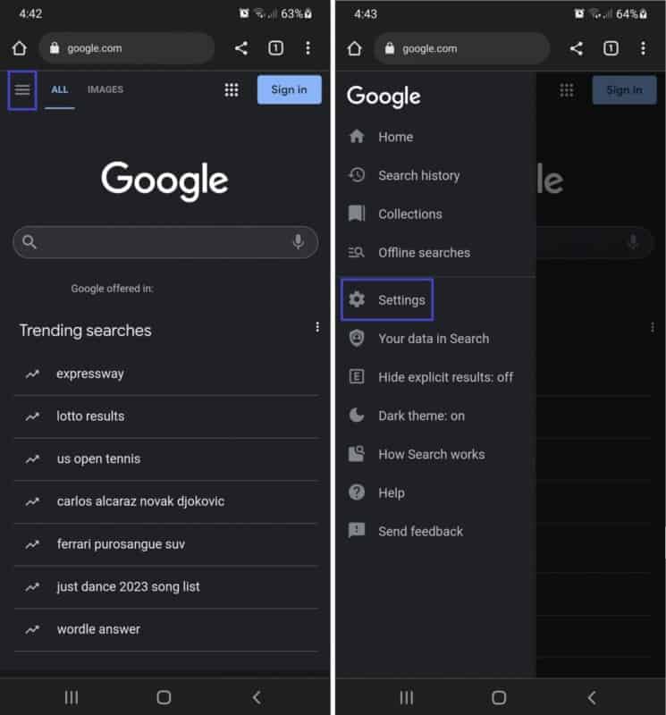 Desactiva las búsquedas de tendencias en Chrome para dispositivos móviles