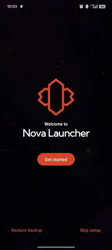 Nova Launcher vuelve de entre los muertos con nuevos propietarios y anuncios 2 Pantalla del teléfono con el texto «Bienvenido a Nova Launcher»